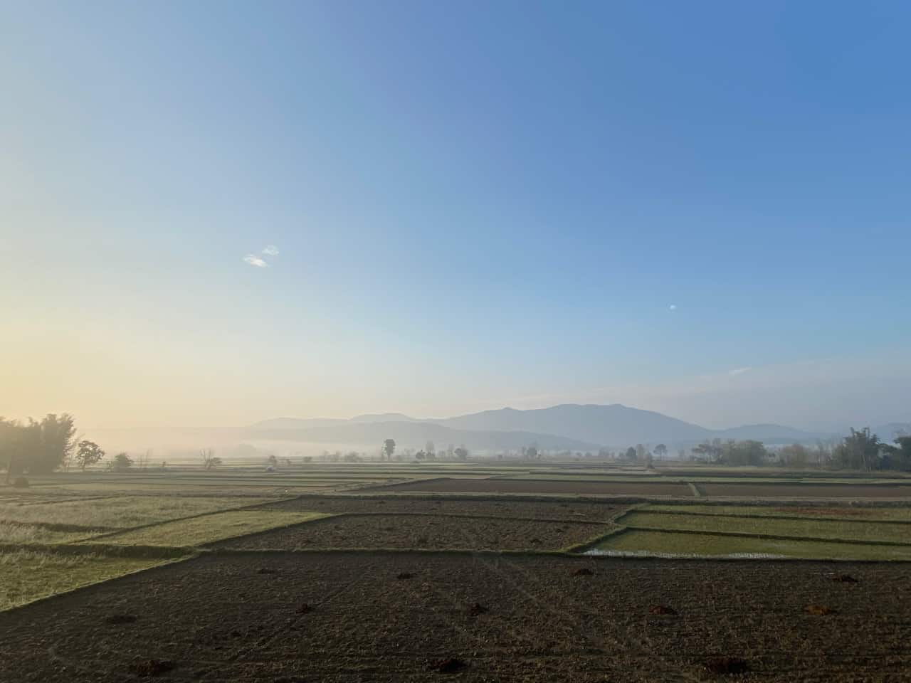 madi eco-village, rural landscape in morning light